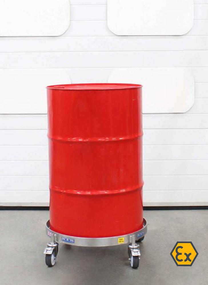 Fully-certified ATEX and UKEX drum dollies for use in hazardous work areas