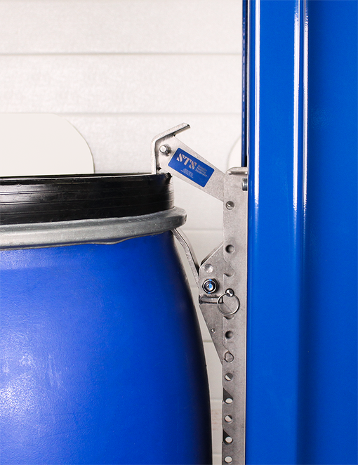 A close up of a catch on a Drum Mover