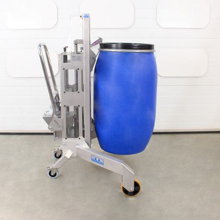Stainless steel drum lifting trolley suitable for lifting and unloading drums from the corners of pallets