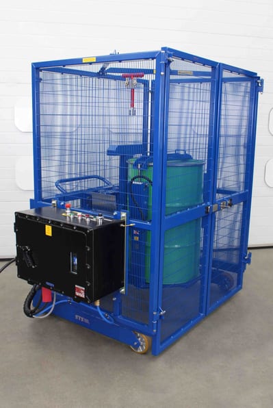ATEX-rated drum mixing and tumbling machine for 200 litre drums