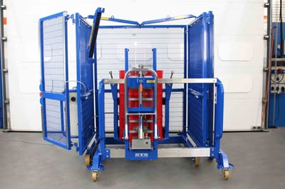 Safely load the drum mixer with a suitable STS drum lifter.