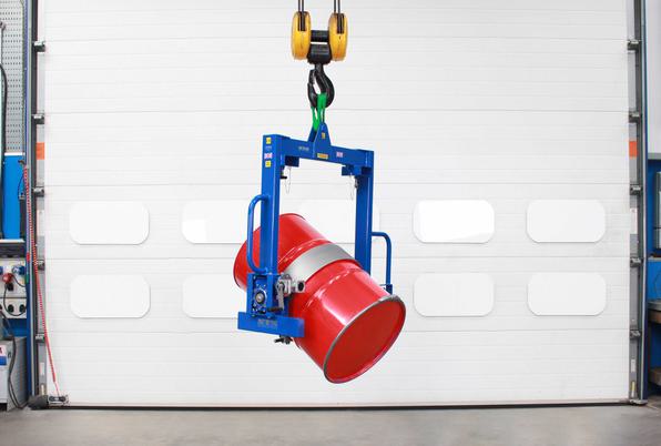 Image of a overhead drum rotator on crane