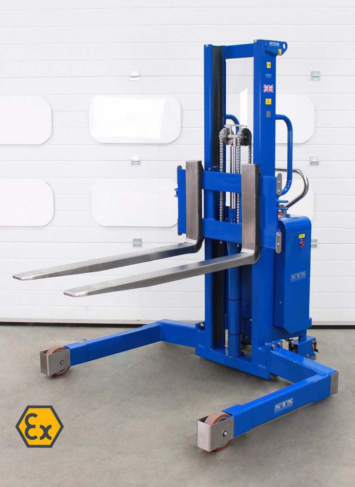 ATEX and UKEX Forked stacker unit suitable for zoned and hazardous areas.