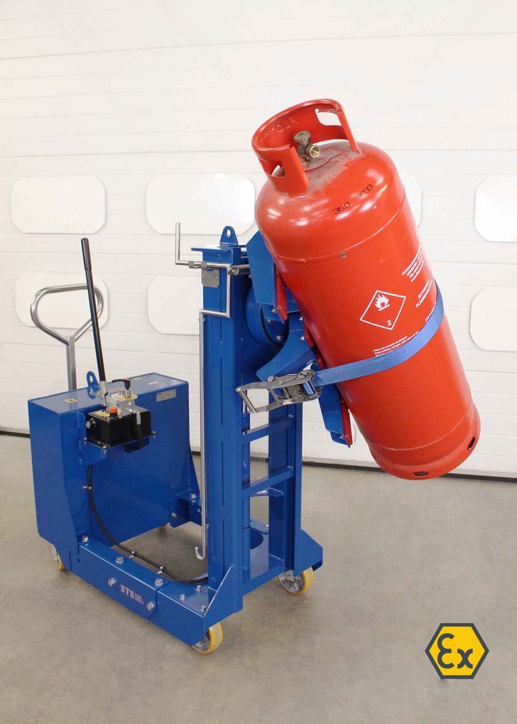 A cylinder is lifted and rotated in a Zoned ATEX and UKEX environment